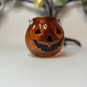 Orange Pumpkin Glass Lantern